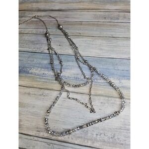 Brighton 3 strand Crystal Beads Necklace 28" Chain Silver Tone Lobster claw NWOT